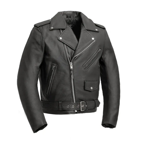 Premium Black Sheepskin Quilted Retro Rider Jacket for Men
