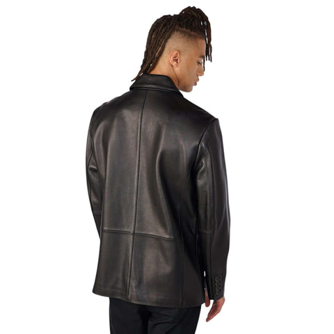 Classic Men Leather Blazer Stylish Two-Button Design