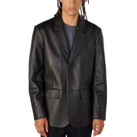 Classic Men Leather Blazer Stylish Two-Button Design