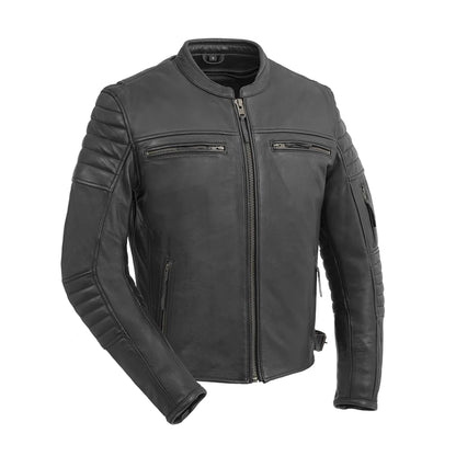 Men’s Slim Fit Leather Biker Bomber Café Racer Jacket