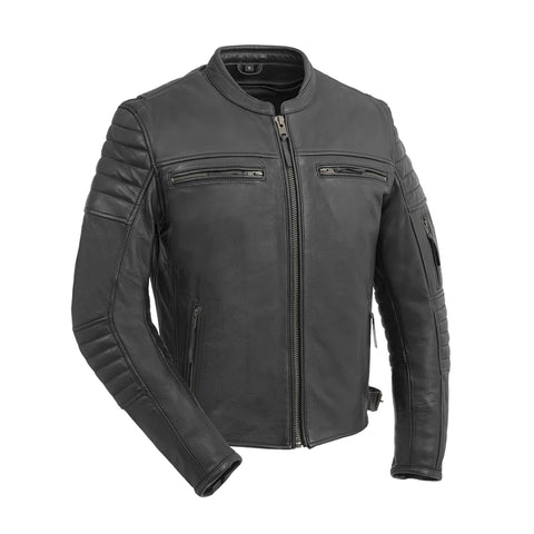 Men’s Slim Fit Leather Biker Bomber Café Racer Jacket