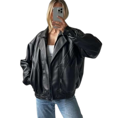  Legendary 90s Oversized Leather Bomber Jacket For Women