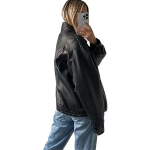  Legendary 90s Oversized Leather Bomber Jacket For Women
