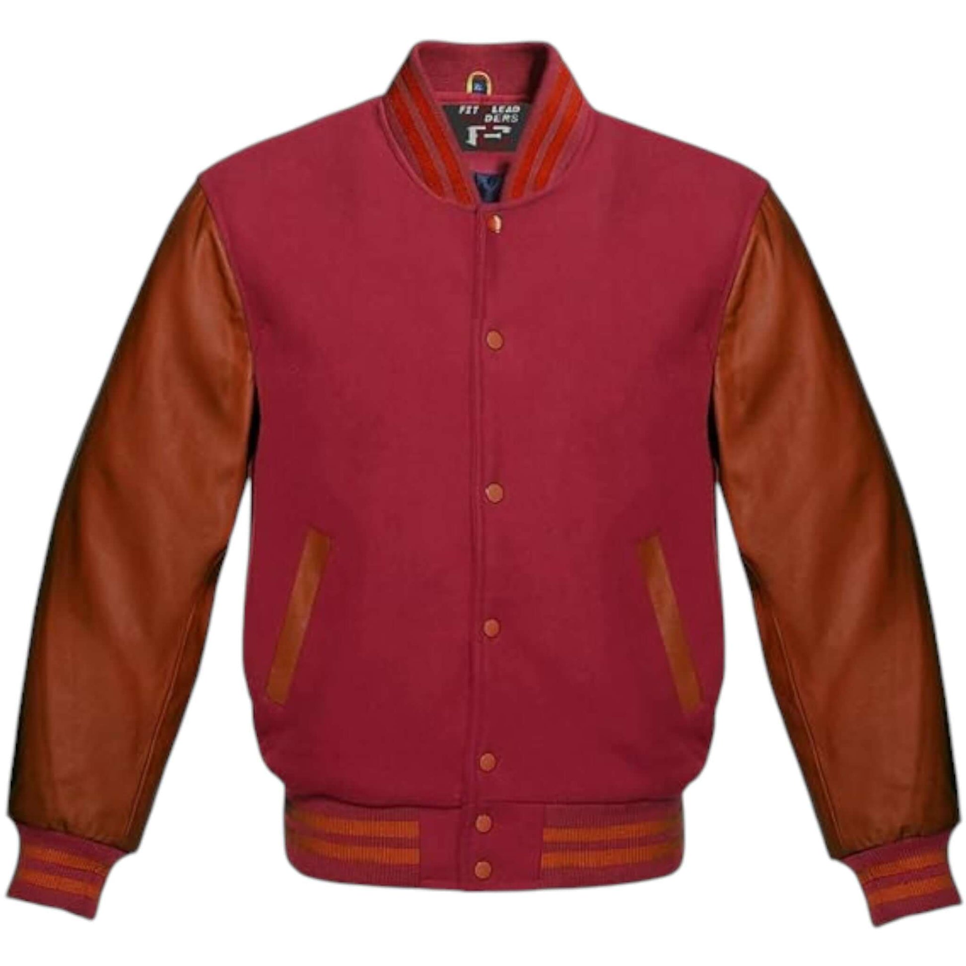 Multicolor Letterman Varsity Jacket Wool Body Brown Leather