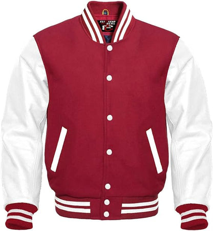 Varsity Lettermen Bomber Style All Wool & White Color Sleeves Jacket