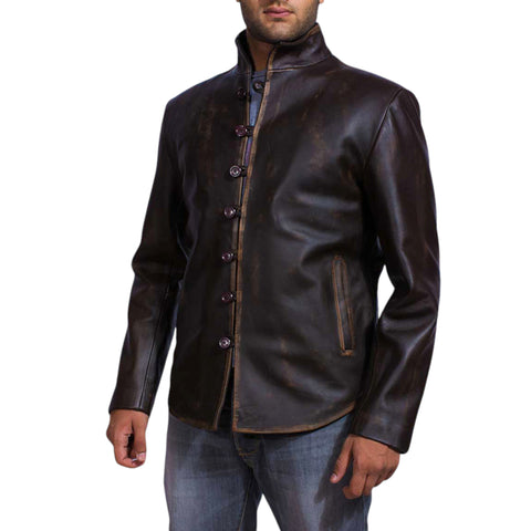 Men Black Leather Jacket Drakeshire Classic Motorcycle
