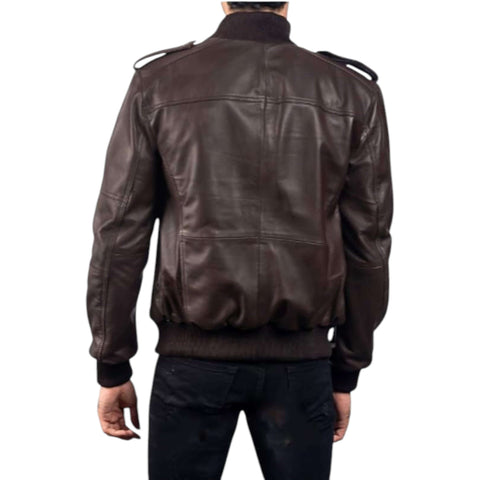 Stylish Brown Lambskin Bomber Motorcycle Jacket for Men