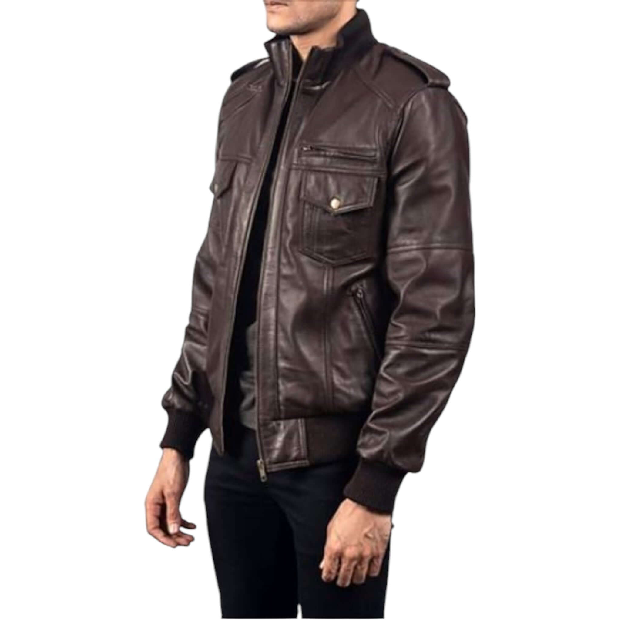 Stylish Brown Lambskin Bomber Motorcycle Jacket for Men