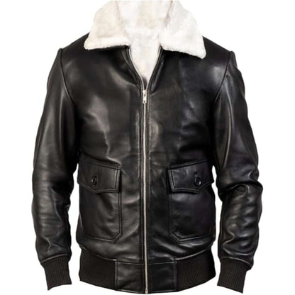 Black & White Leather Bomber Jacket Timeless Modern Classic