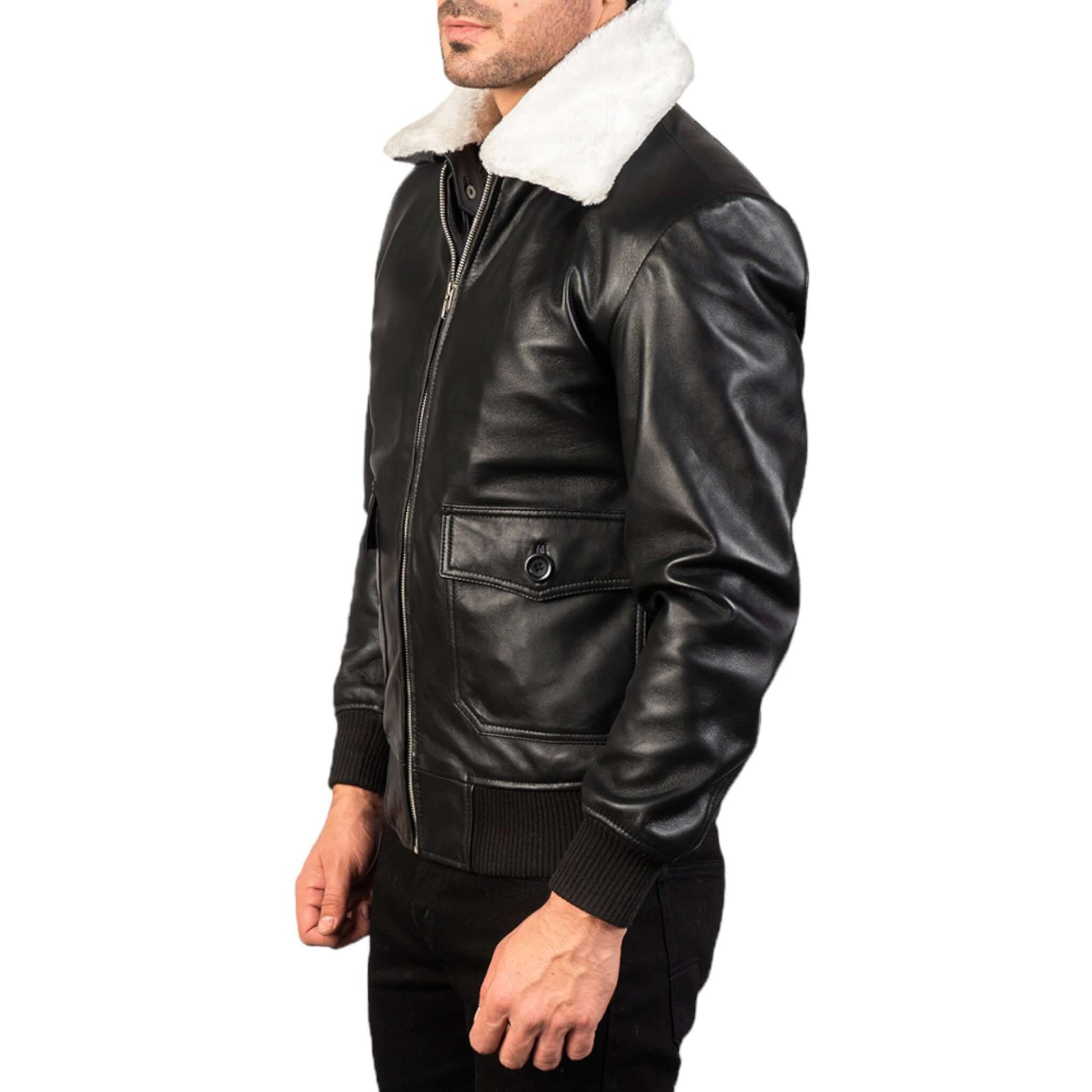Black & White Leather Bomber Jacket Timeless Modern Classic