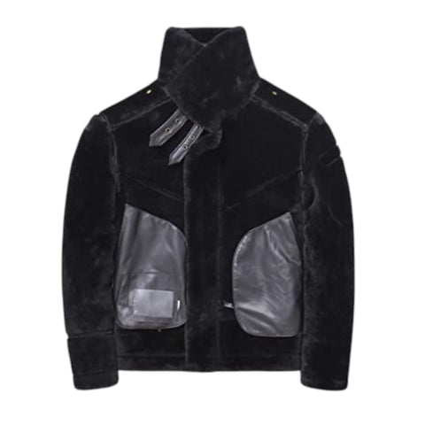 Black jacket with reflective panels on a white background