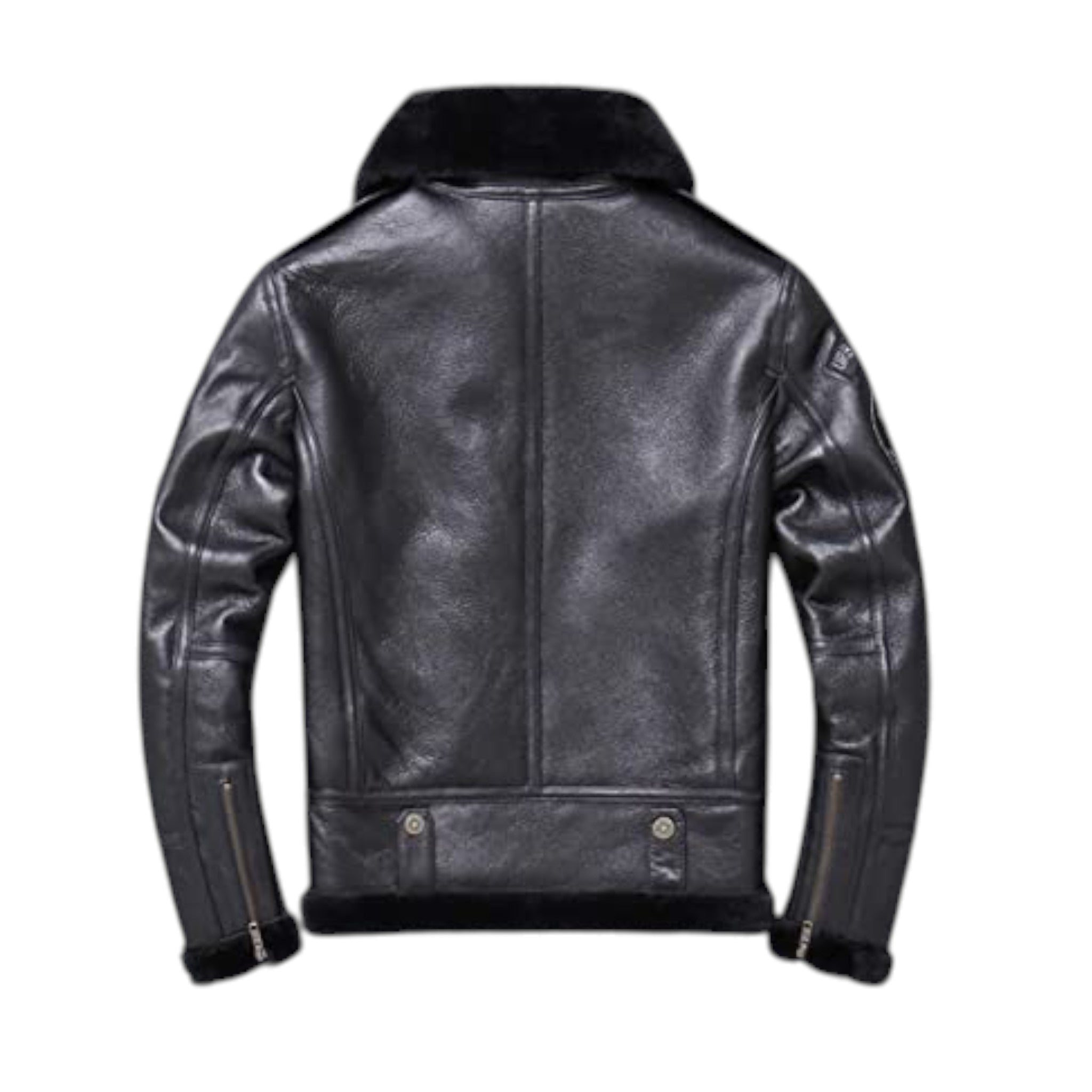 Black leather jacket on a white background