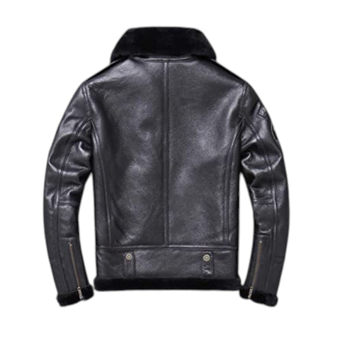 Black leather jacket on a white background