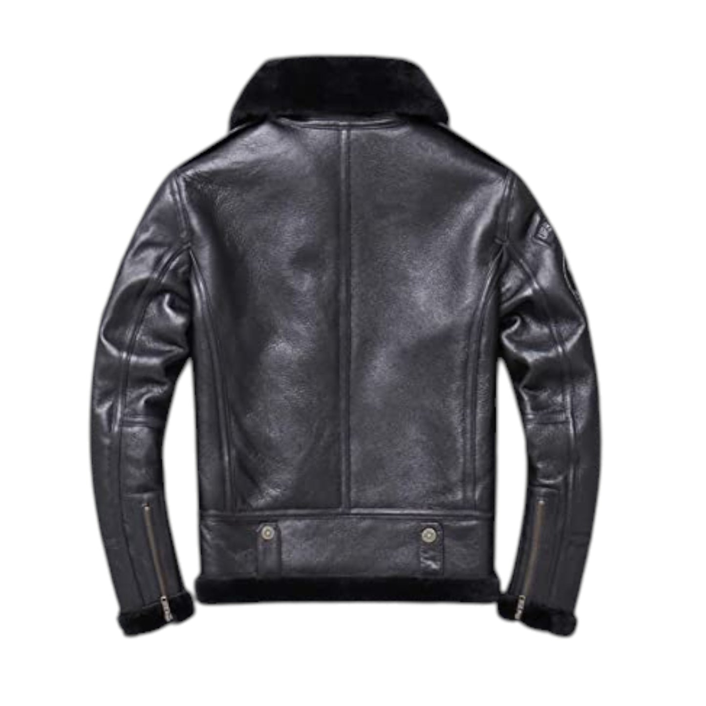 Men’s Black Shearling Aviator Leather Jacket Winter Biker Pilot Coat