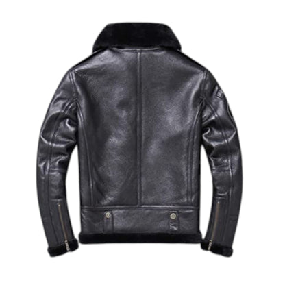 Men’s Black Shearling Aviator Leather Jacket Winter Biker Pilot Coat