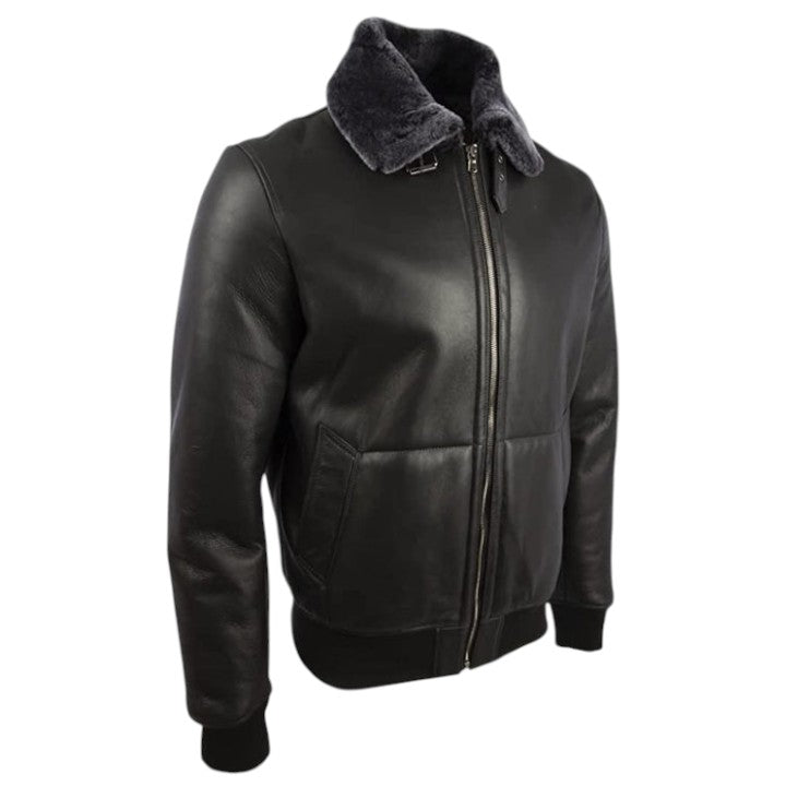 Men’s Shearling Aviator Leather Bomber Pilot Jacket