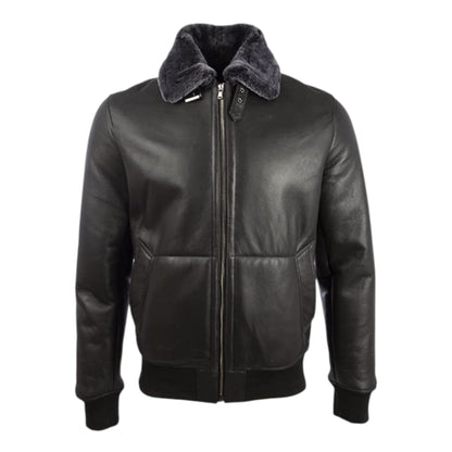 Men’s Shearling Aviator Leather Bomber Pilot Jacket