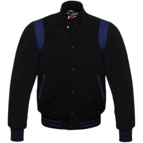 Retro Baseball Jacket Wool Body & Leather Shoulder Inserts