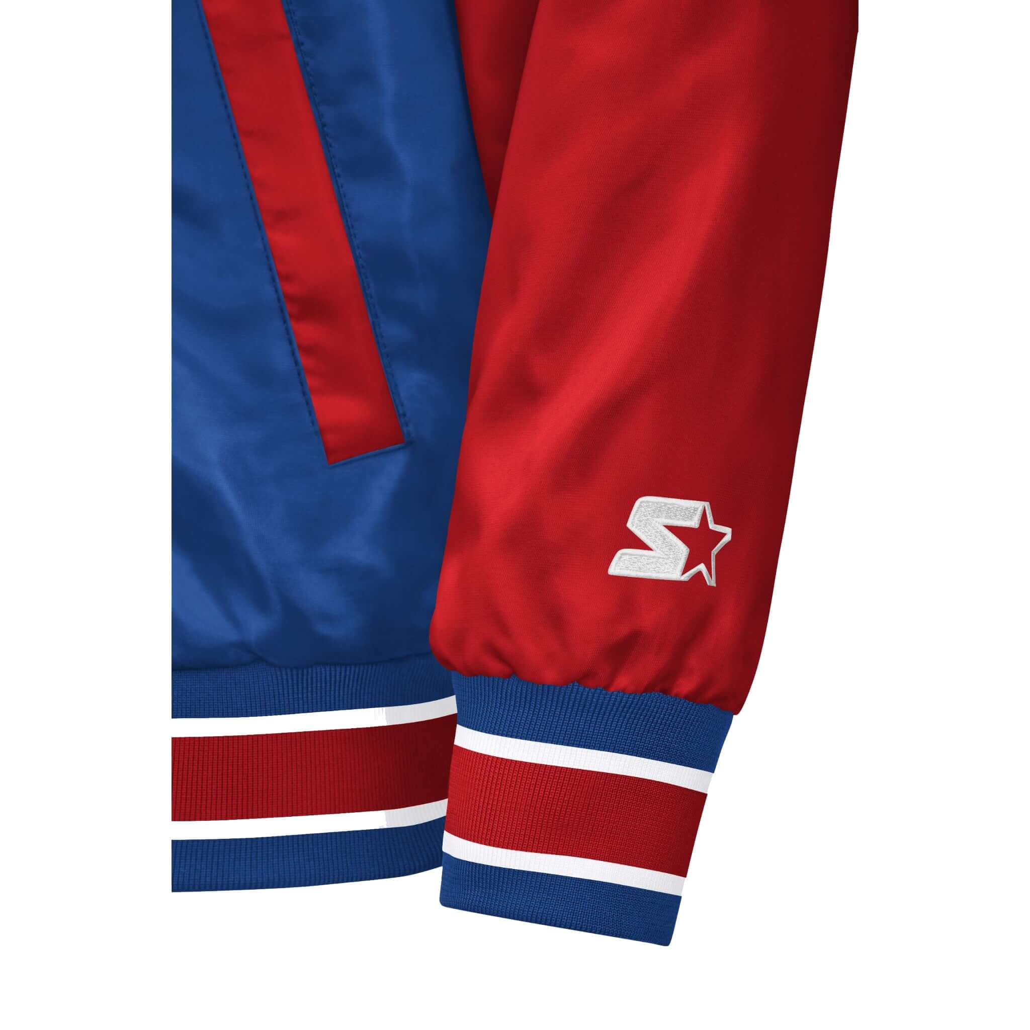 New York Giants Satin Varsity Jacket Classic Snap Button