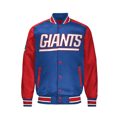 New York Giants Satin Varsity Jacket Classic Snap Button