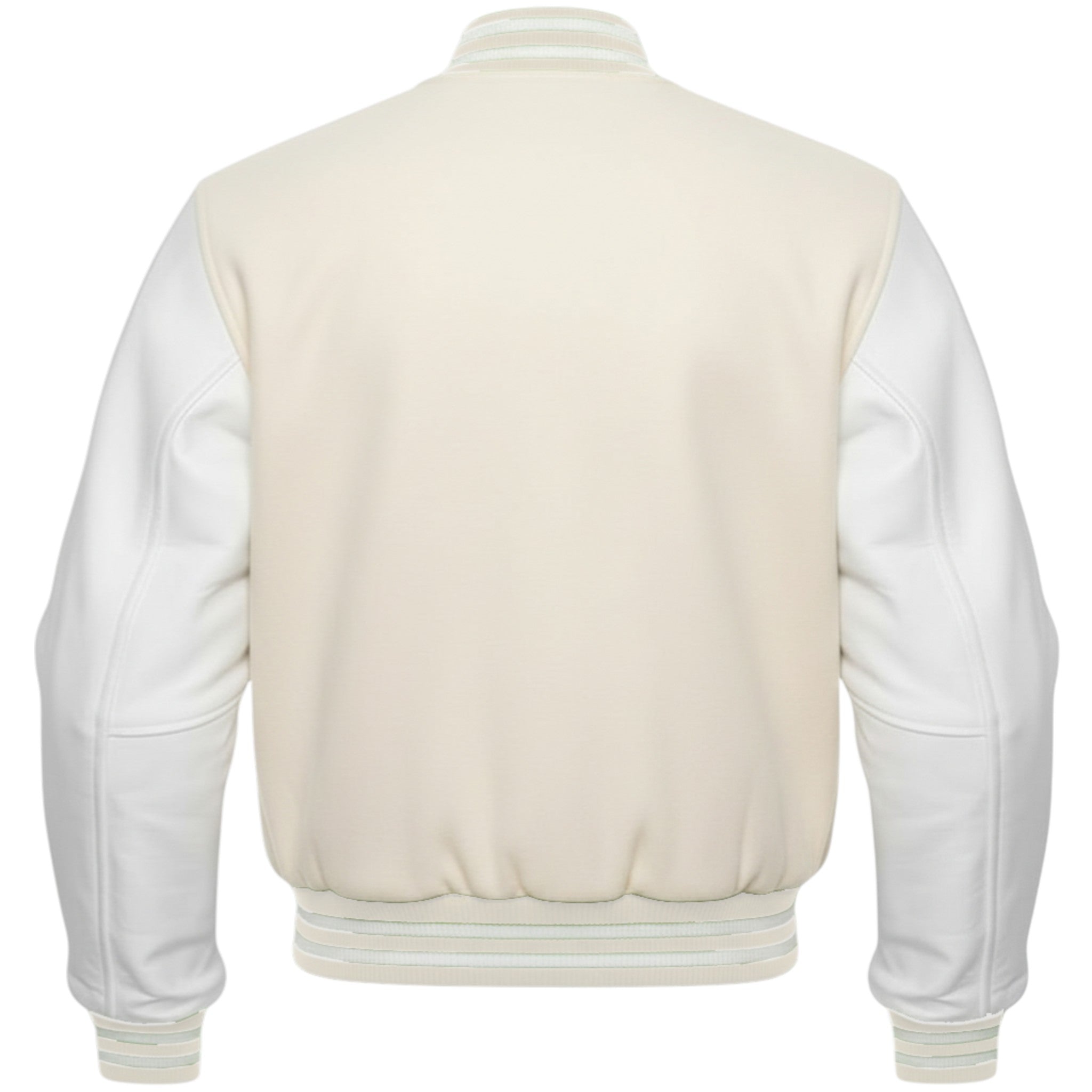 Off-White and White varsity jacket on a white background