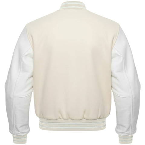 Off-White and White varsity jacket on a white background