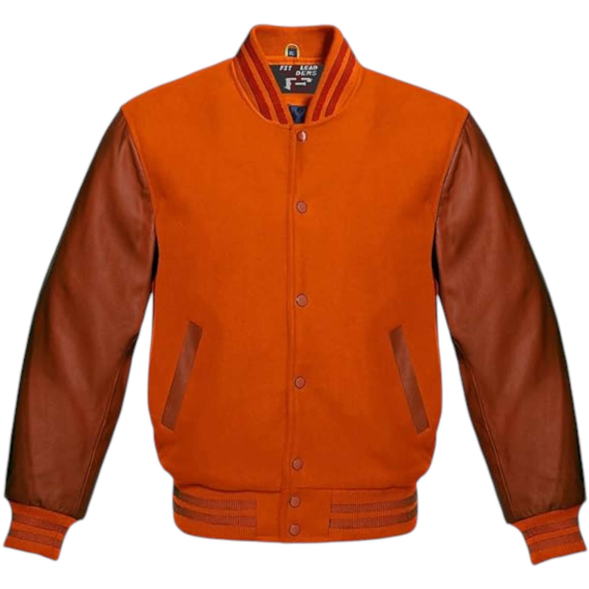 Multicolor Letterman Varsity Jacket Wool Body Brown Leather