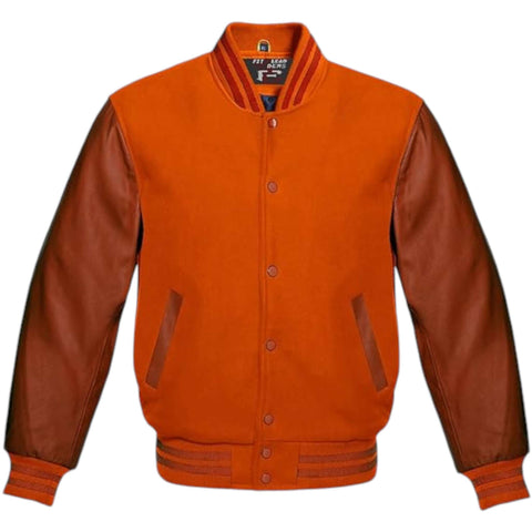 Multicolor Letterman Varsity Jacket Wool Body Brown Leather