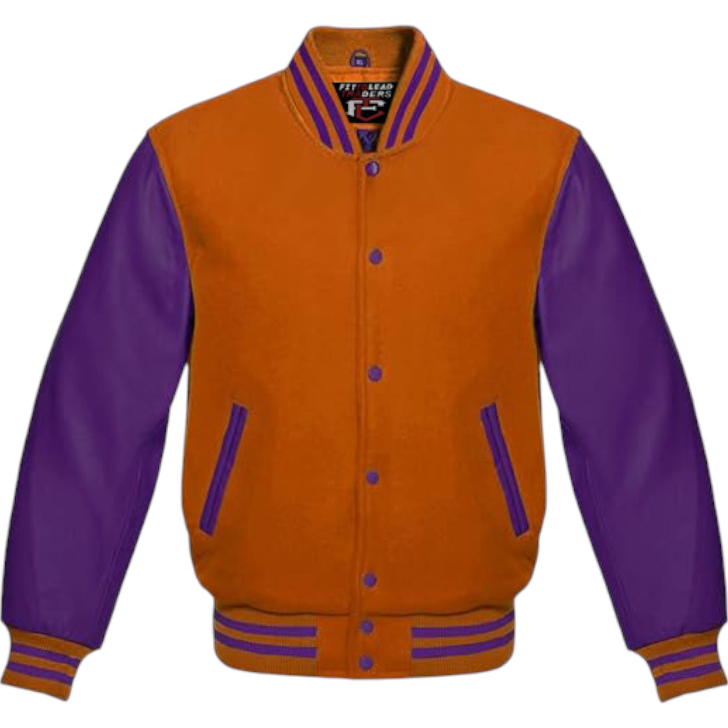 Premium Varsity Jacket Purple Leather Sleeves Classic College Bomber Style