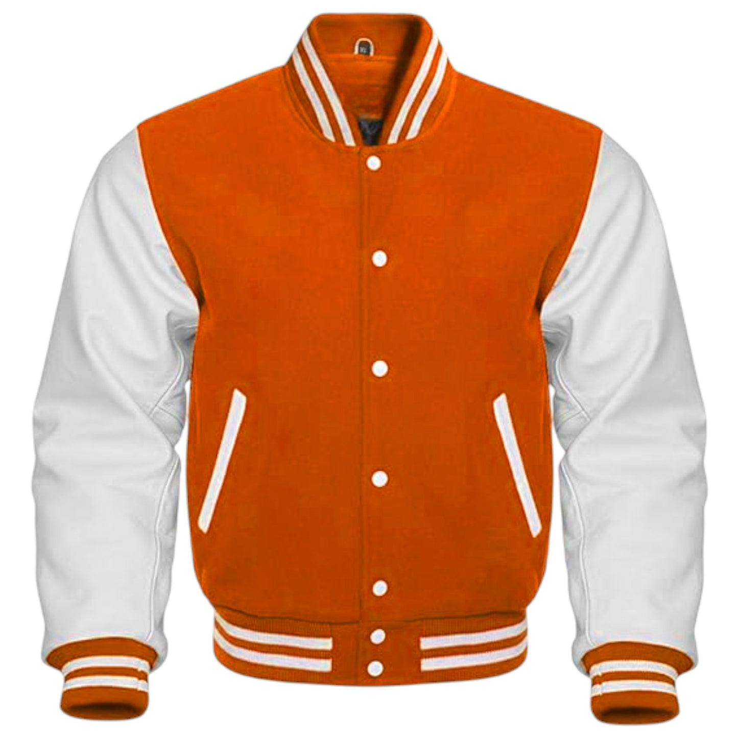 Orange & White Unisex Varsity Jacket Classic Letterman Style