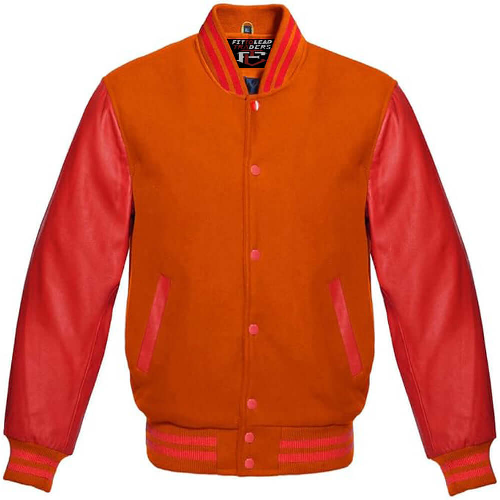Varsity Letterman Wool Body with Red Leather Sleeves Jacket