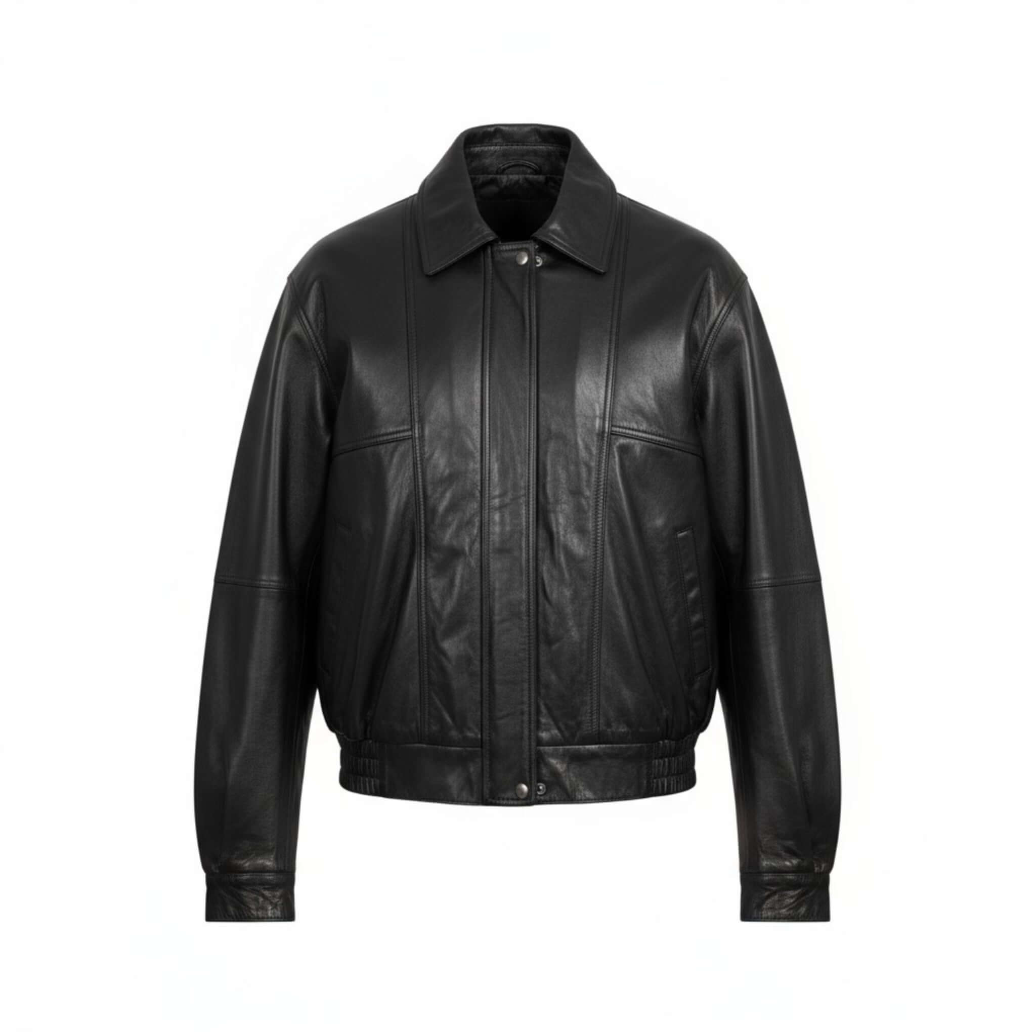 Oversized Vintage Leather Bomber Jacket Women 90s Style