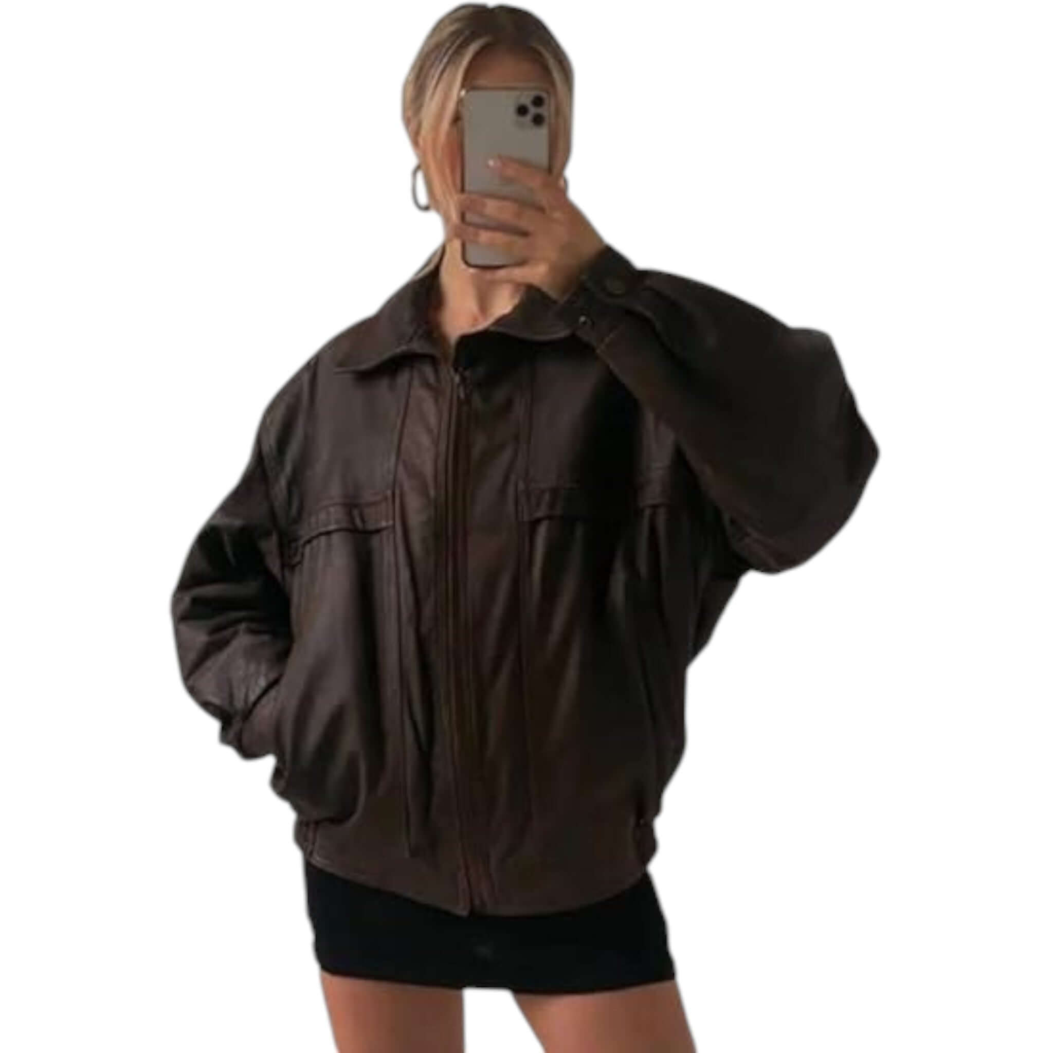 Women Oversized Retro Brown Jacket Vintage Inspired Fashion