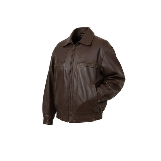 Brown leather jacket on a white Women Oversized Retro Brown Jacket Vintage Inspired Fashion