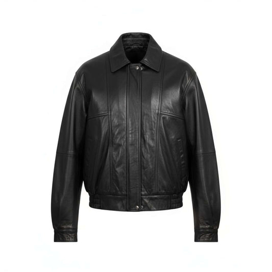 Oversized Vintage Leather Bomber Jacket Women 90s Style