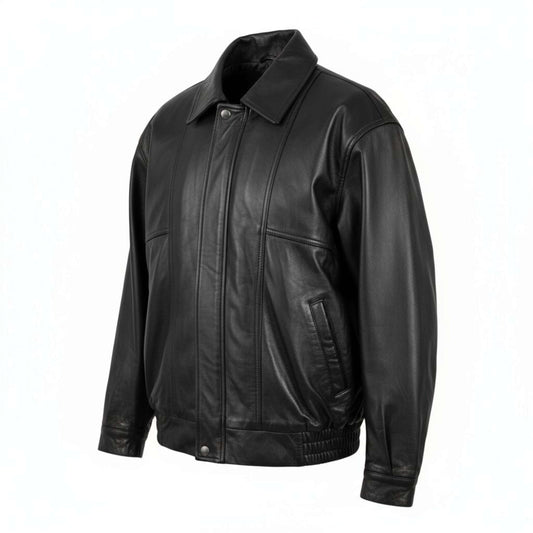 Oversized Vintage Leather Bomber Jacket Women 90s Style