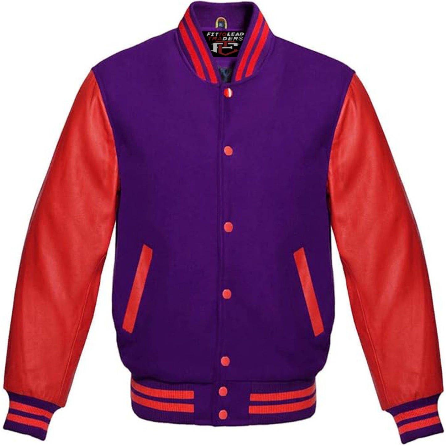 Classic Varsity Jacket – Red Leather Sleeves, Wool Body, Stylish Look