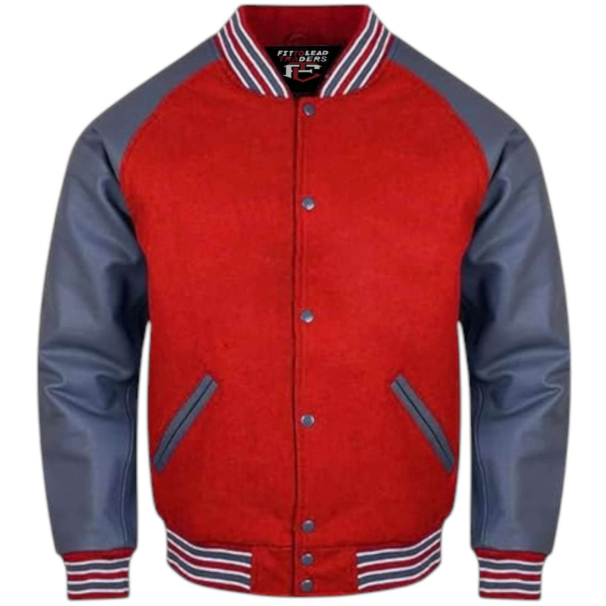Letterman Varsity Jacket Wool Body with Grey Leather Sleeves