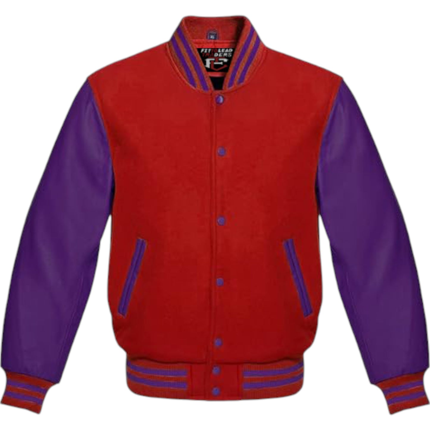 Premium Varsity Jacket Purple Leather Sleeves Classic College Bomber Style