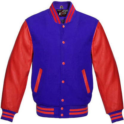 Varsity Letterman Wool Body with Red Leather Sleeves Jacket