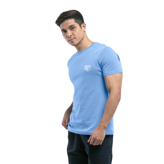 COTTON SHORT SLEEVE T-SHIRT (STRETCHABLE) SKY