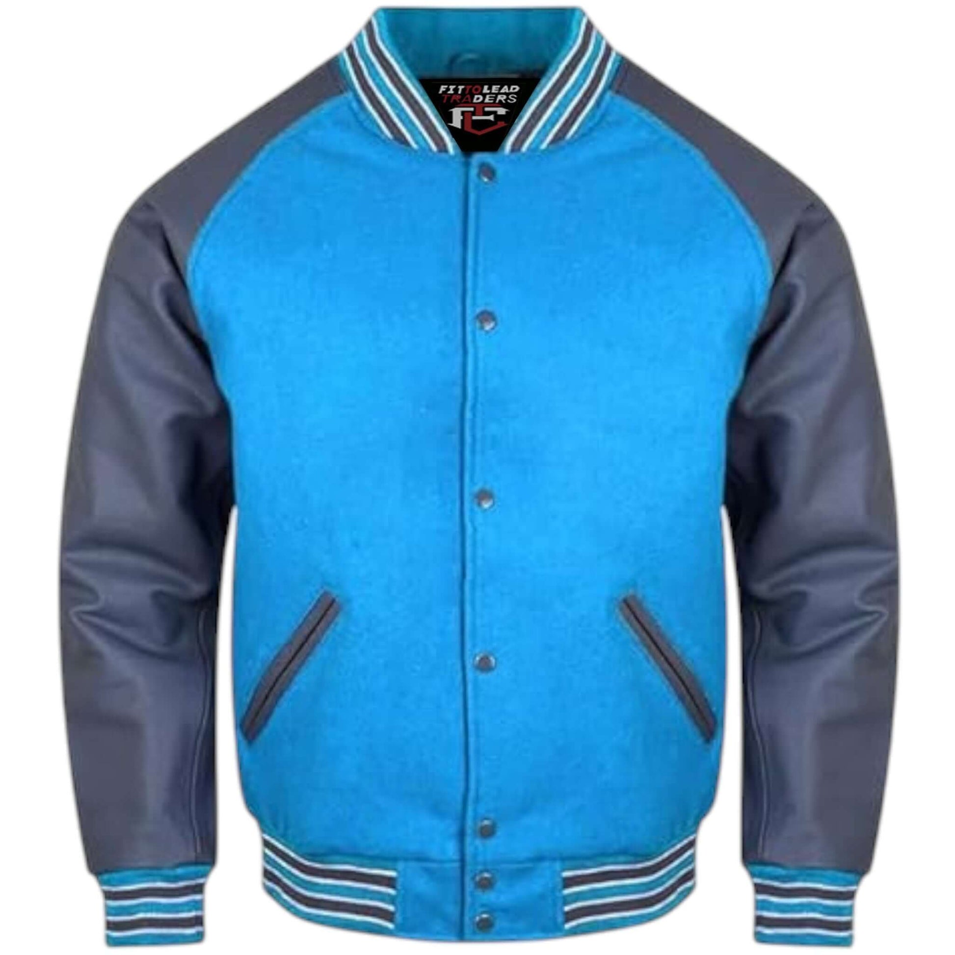 Letterman Varsity Jacket Wool Body with Grey Leather Sleeves