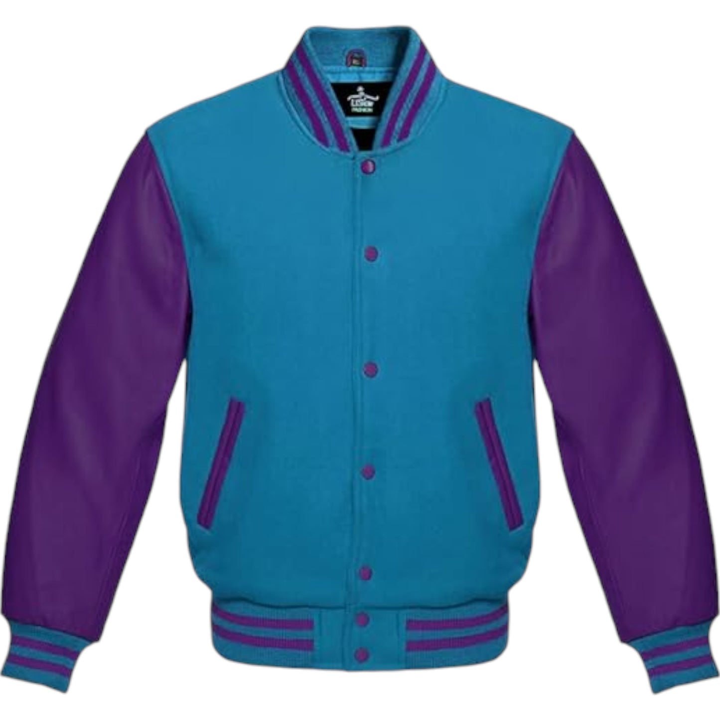 Premium Varsity Jacket Purple Leather Sleeves Classic College Bomber Style