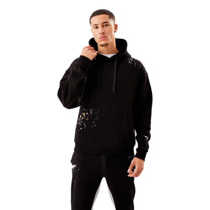Men's Artistic Smear Paint Tracksuit – Jet Black Design