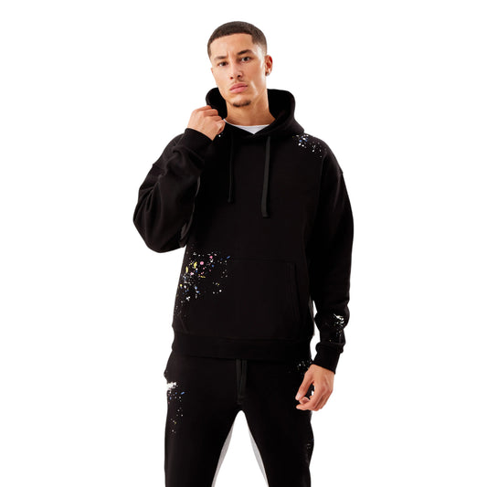 Men's Artistic Smear Paint Tracksuit – Jet Black Design