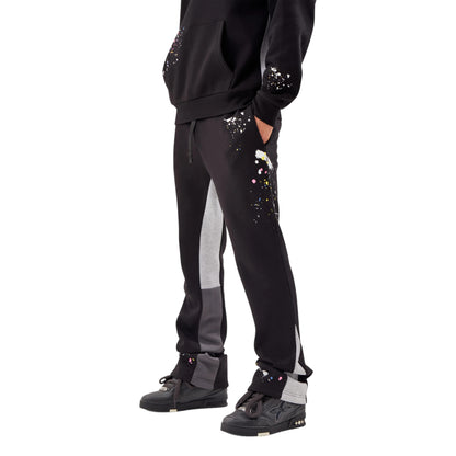 Men's Artistic Smear Paint Tracksuit – Jet Black Design