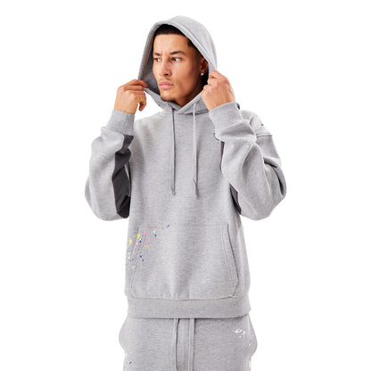 Stylish Gray Hoodie with Subtle Paint Splatter