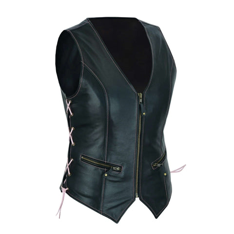 Tack-field-women's-cowhide-biker-vest-gun-pocket