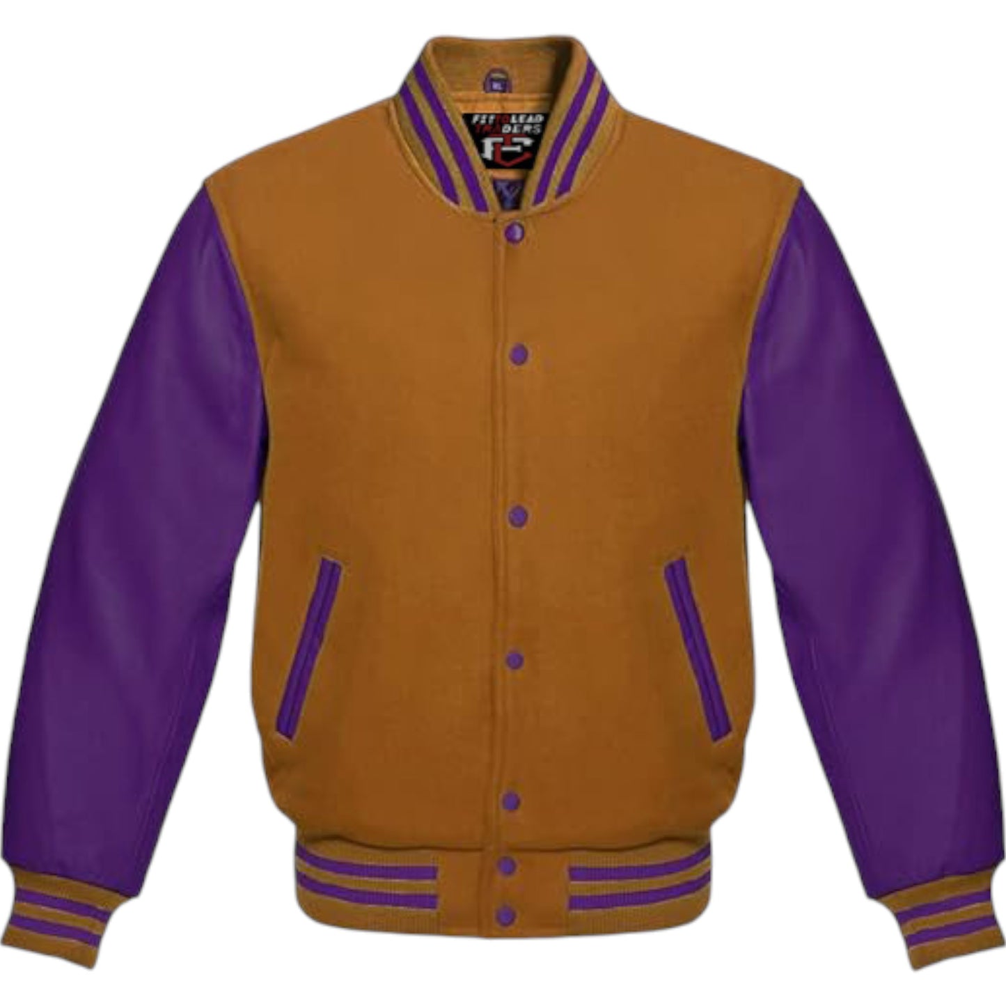 Stylish Premium Varsity Jacket with Wool Body & Purple Leather Sleeves