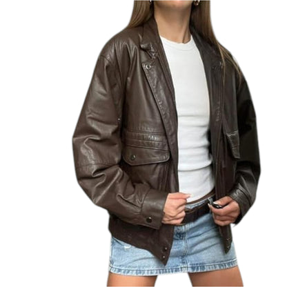 Timeless 90s Brown Leather Bomber Jacket